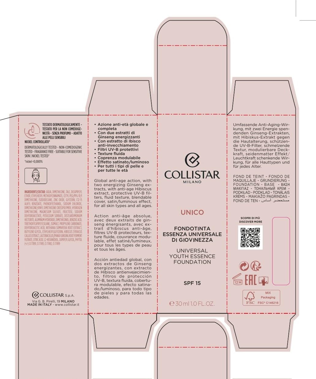 Collistar Fluid Foundation Makeup - 166g, Lightweight & Long-Lasting Coverage for Flawless Skin | Perfect for Daily Wear & Special Occasions