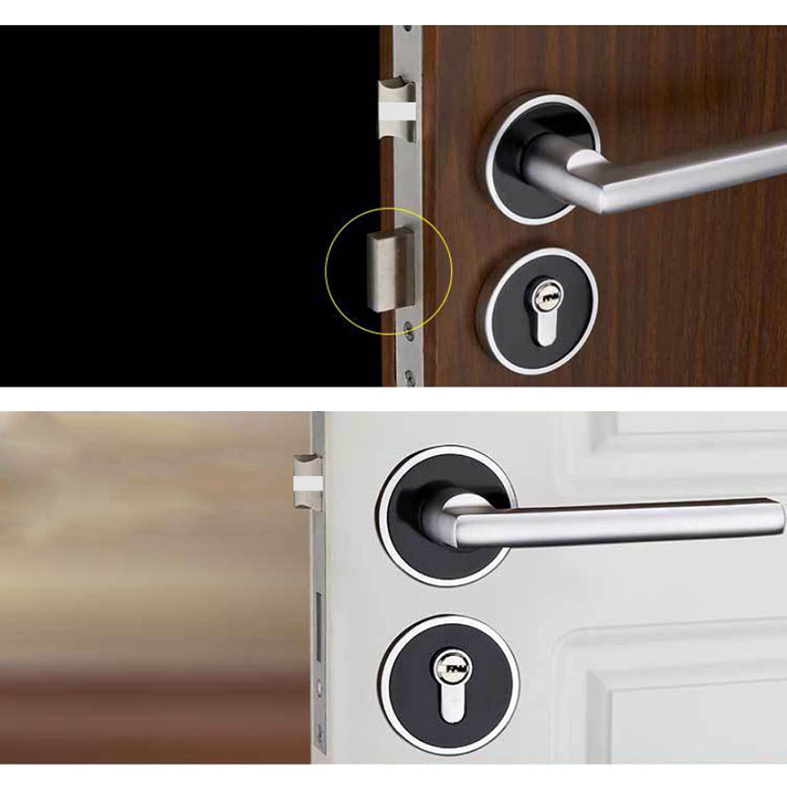 European Style Wooden Door Handle Lock - Space Aluminum Anti-Theft & Silent Door Lock for Bedroom & Bathroom - Perfect for Home Security & Privacy