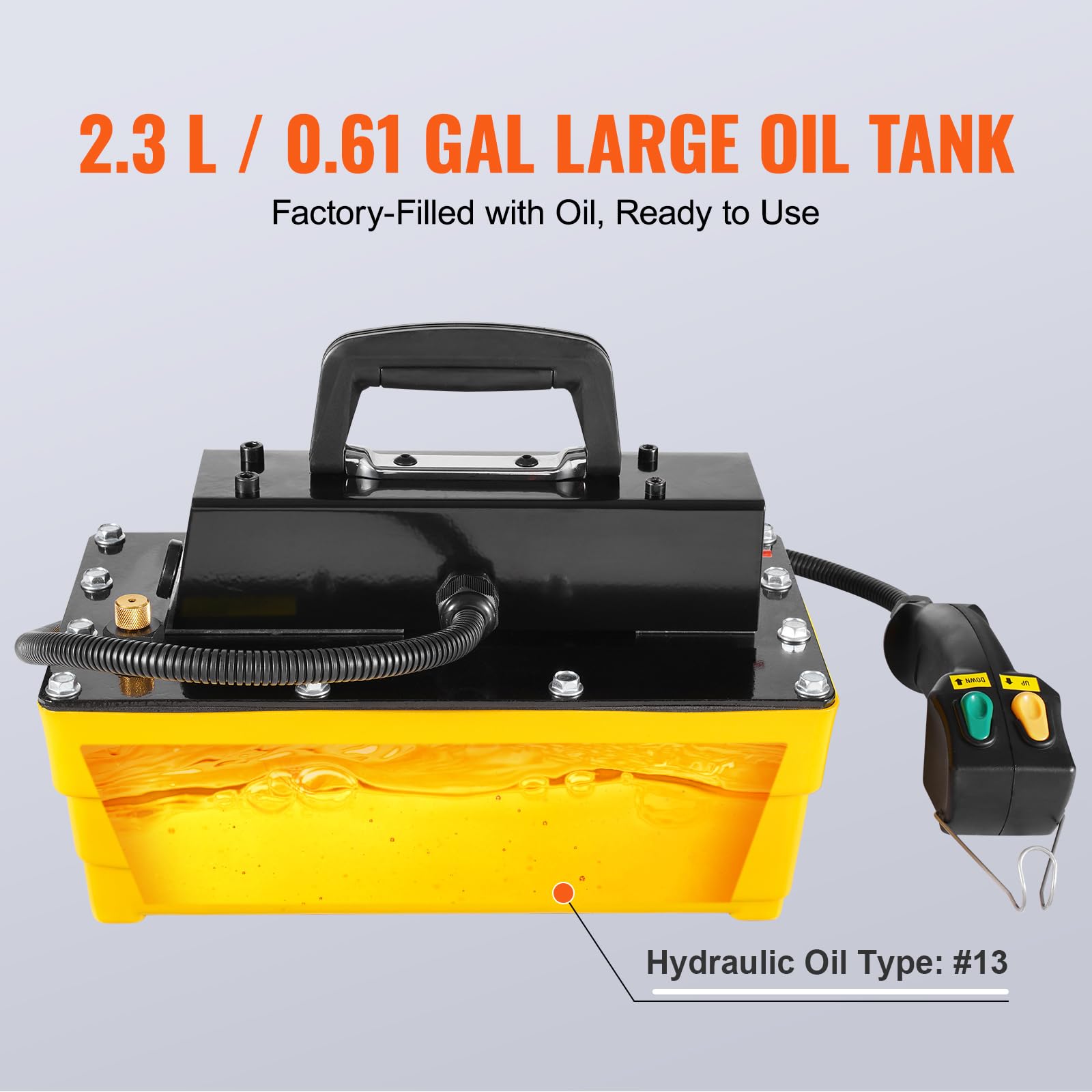 VEVOR 10,000PSI Air Hydraulic Pump with 0.61 Gal Reservoir - 3/8