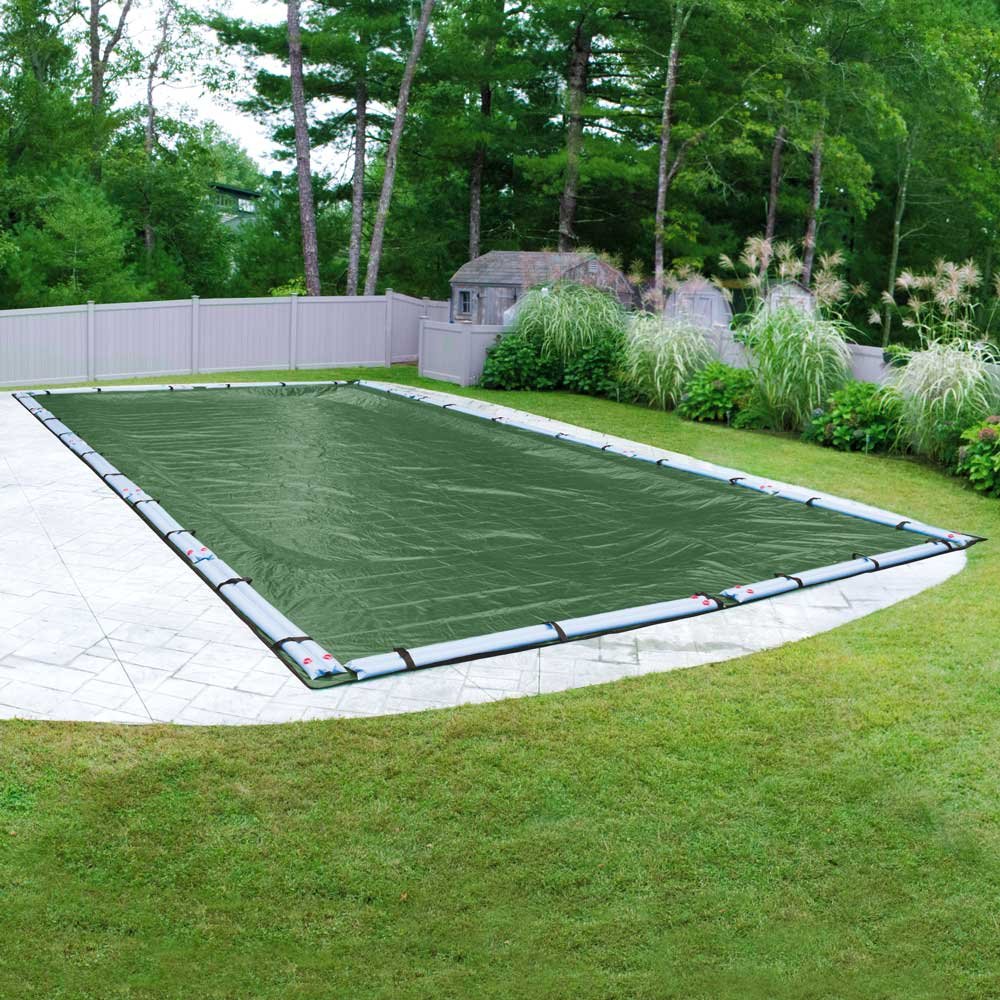 Pool Mate 501836R-PM Professional-Grade Rip-Shield Winter In-Ground Pool Cover 18x36 Feet Meadow Green - Heavy Duty Protection for Cold Weather & Snow Loads