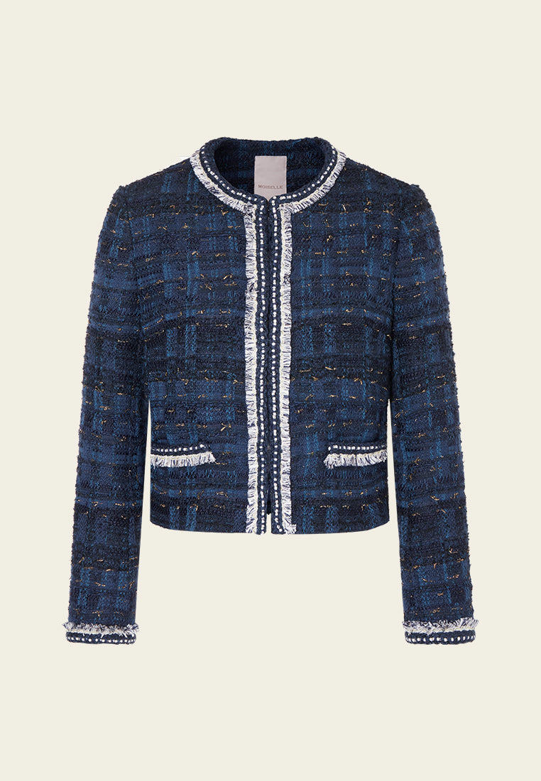Stylish Fringe Detailed Cropped Jacket with Slit Pockets | Trendy Women's Outerwear for Casual Outings & Night Events