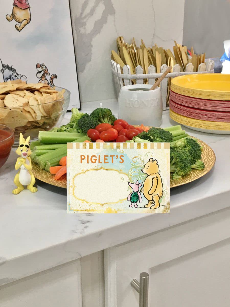 Classic Winnie the Pooh Food Labels & Signs - 12 Pcs Baby Shower Decorations, Birthday Party Favors, Table Centerpieces | Perfect for Disney Themed Events, Kids Parties & Nursery Decor