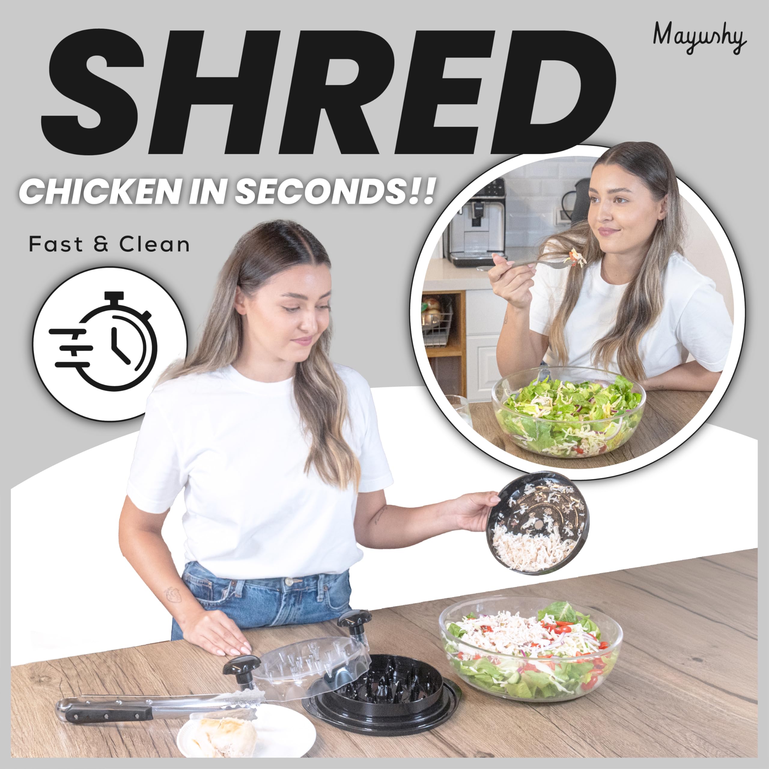 Premium Chicken Shredder Tool - Ergonomic Anti-Slip Kitchen Meat Shredder for Chicken Breast & Pulled Pork | Heat-Resistant & Dishwasher Safe (Black) | Perfect for Meal Prep, BBQ, Sandwiches & Healthy Cooking