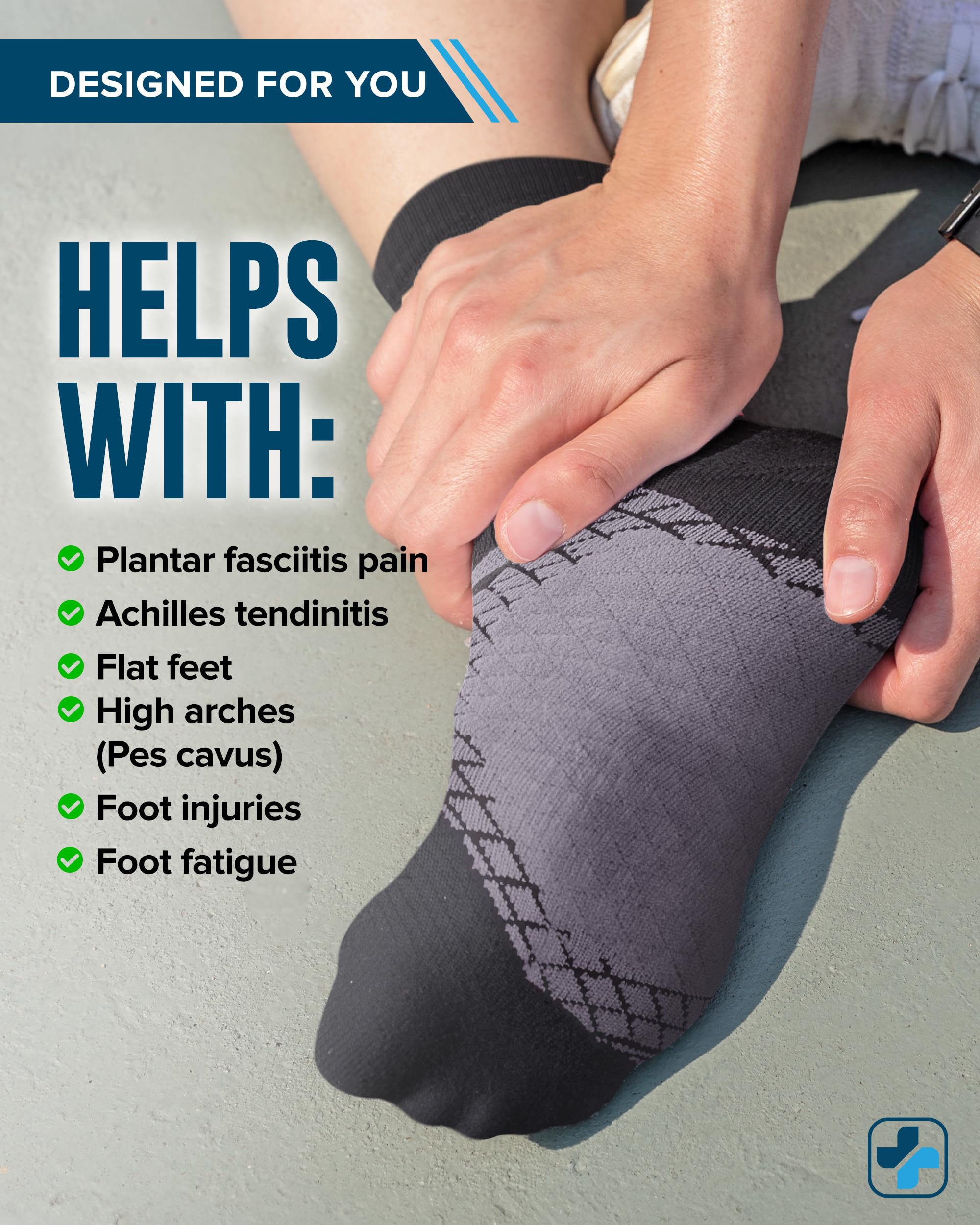 Doctor's Select Plantar Fasciitis Socks - 2 Pairs | Compression Socks for Foot Pain Relief & Arch Support | Plantar Fasciitis Treatment Socks for Running, Walking & Daily Comfort