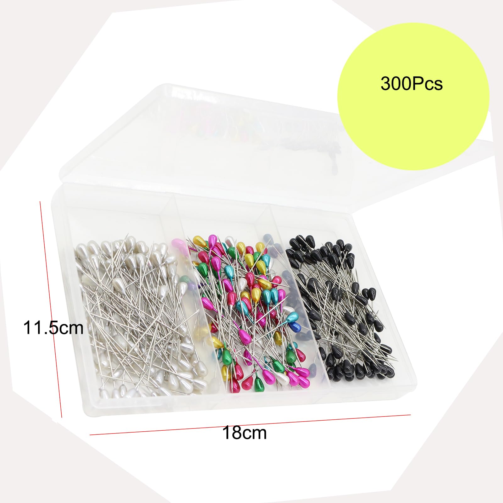 Pearl Head Sewing Pins 300Pcs for Wedding Bouquets & Fabric Crafts