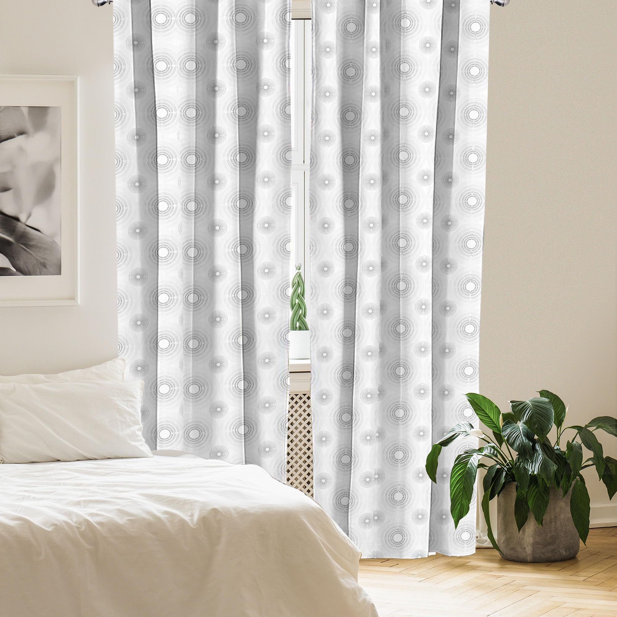Ambesonne Grey Spiral Design Window Curtains Set of 2 - 28