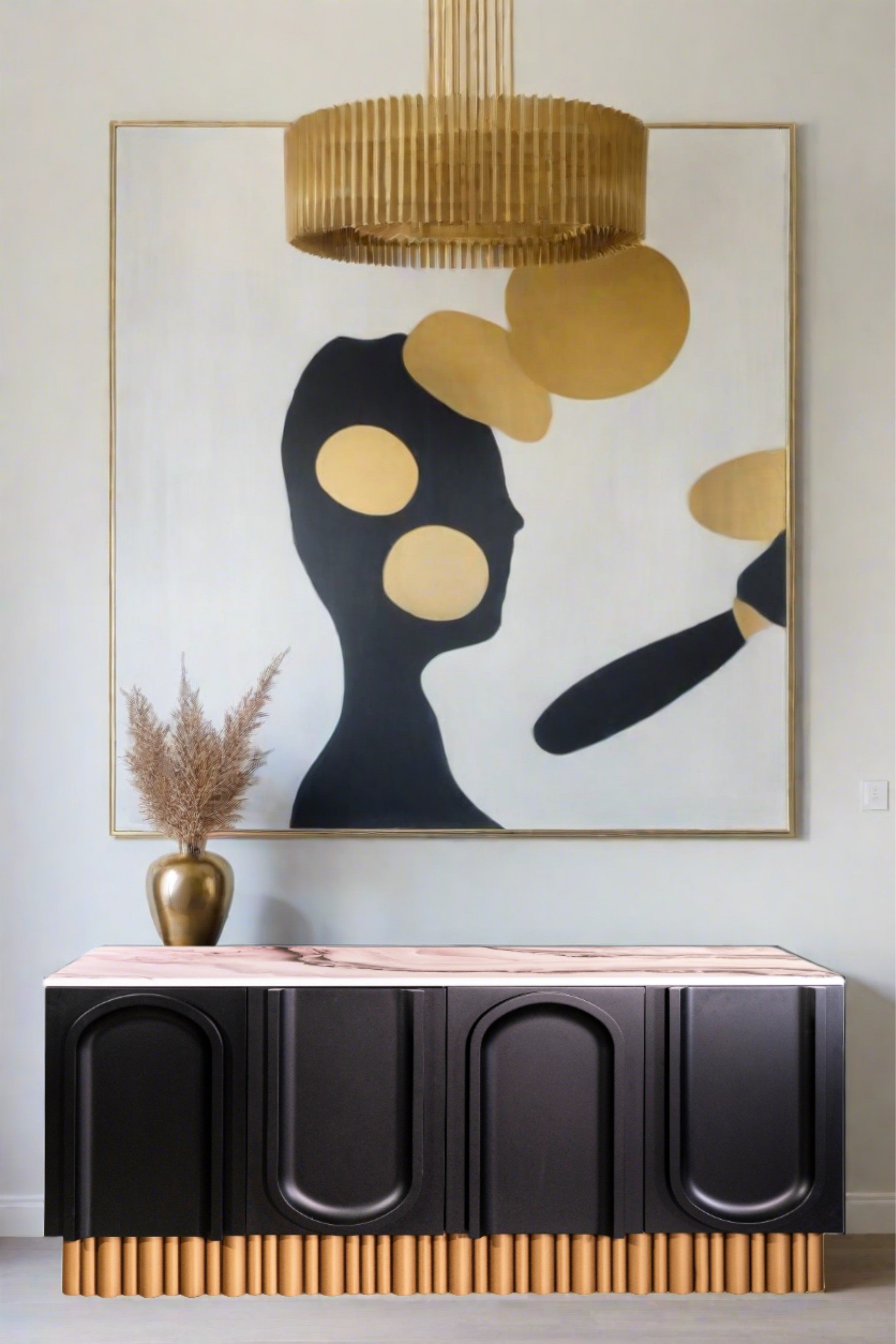 Elegant Black and Gold Sideboard Buffet Cabinet - Modern Storage Console Table for Dining Room, Living Room, or Entryway - Perfect for Home Decor and Organization