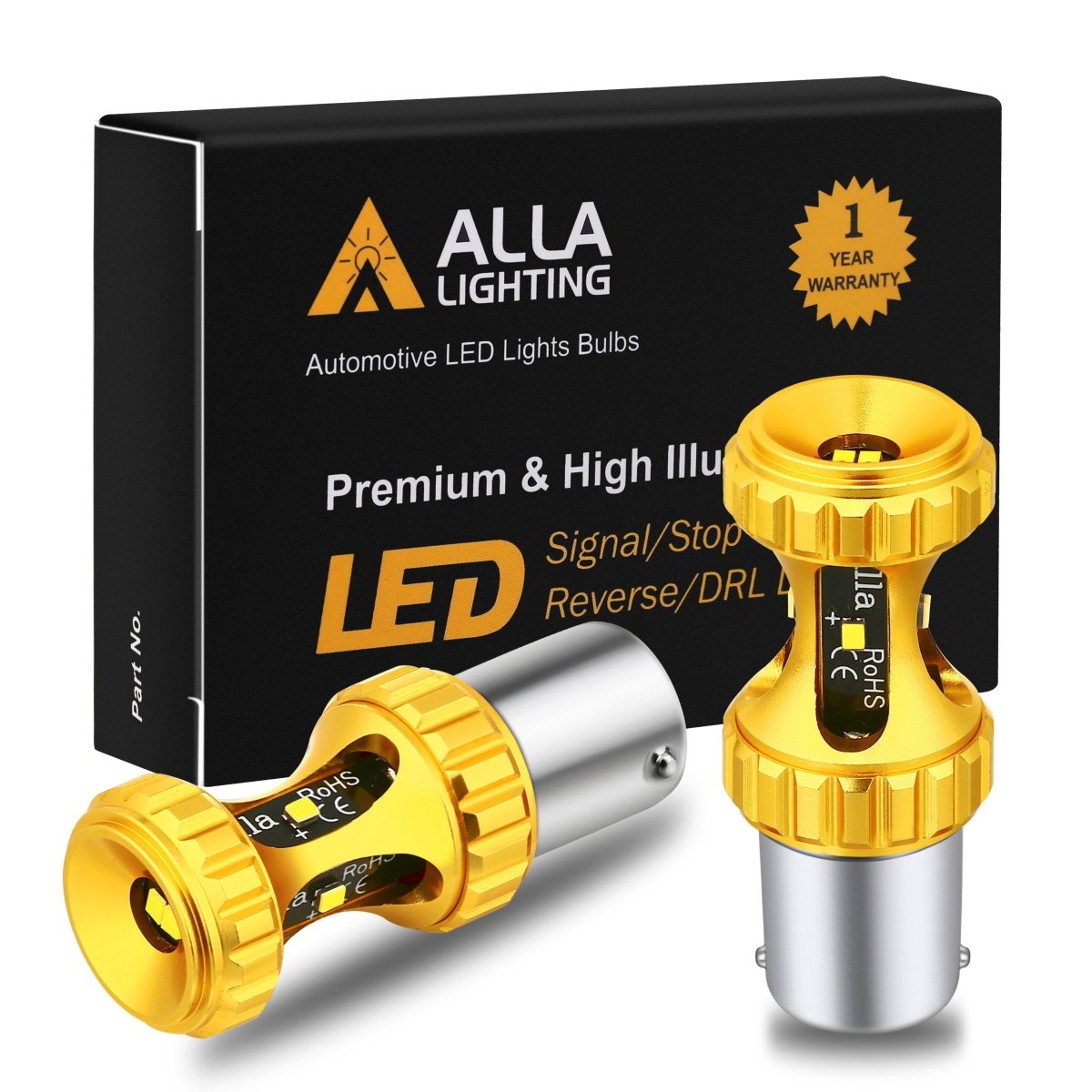 7506 1156 LED Bulbs - Super Bright Amber/Red LED Lights for Reverse, Turn Signal, Brake & Tail Lights - Compatible with Cars, Trucks, SUVs & Motorcycles - Durable 3497 Bulbs for Daytime Running Lights (DRL) & Night Driving Safety