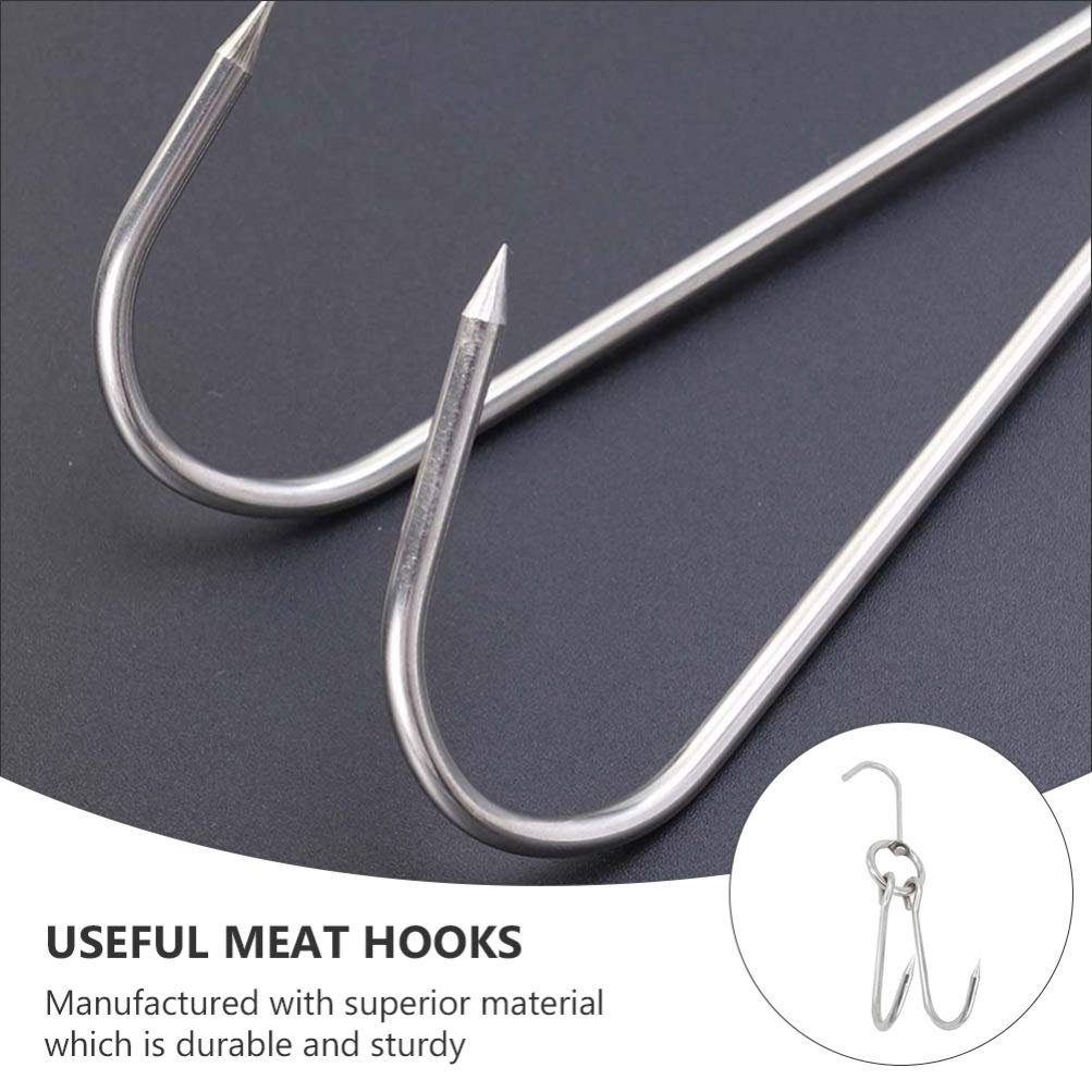 DOITOOL 10-Piece Stainless Steel BBQ Meat Hooks Set - Heavy Duty, Wear-Resistant for Roast Lamb, Poultry, Bacon & More | Perfect for Grilling, Smoking & Outdoor Cooking