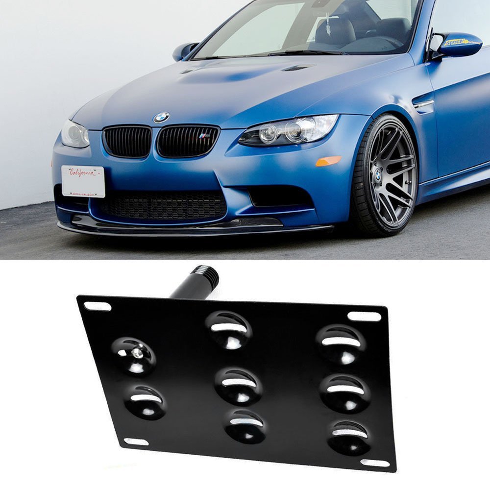 BMW Front Bumper Tow Hook License Plate Mounting Bracket Holder - Compatible with 1 Series, 3 Series, X5, X6 Models - Perfect for Off-Roading & Car Shows