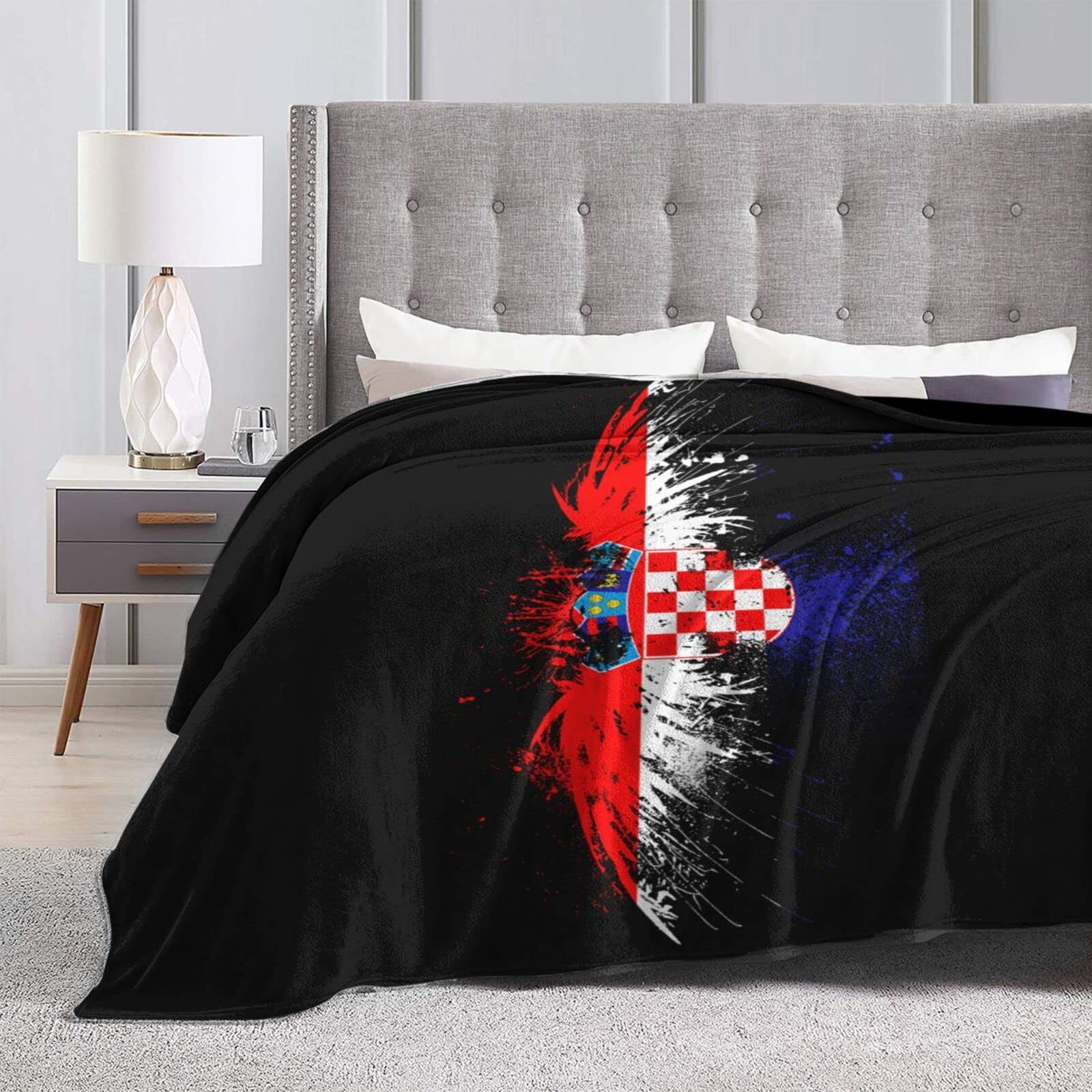 HUFURI Eagle Croatia Flag Flannel Fleece Throw Blanket 80