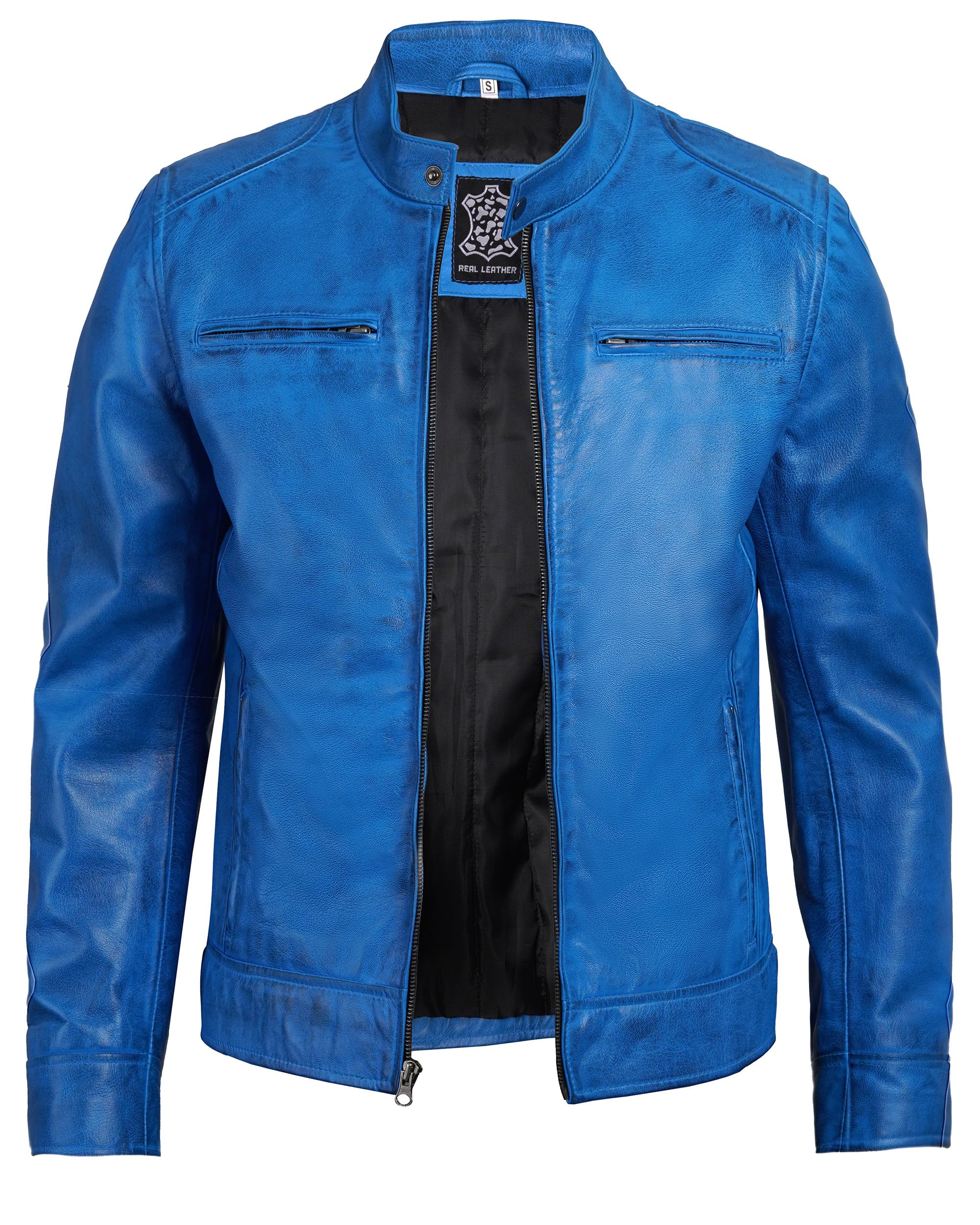 Vintage Men's Motorcycle Leather Jacket - Soft Lambskin Real Leather Biker Jacket for Men | Riding, Casual Wear & Outdoor Adventure