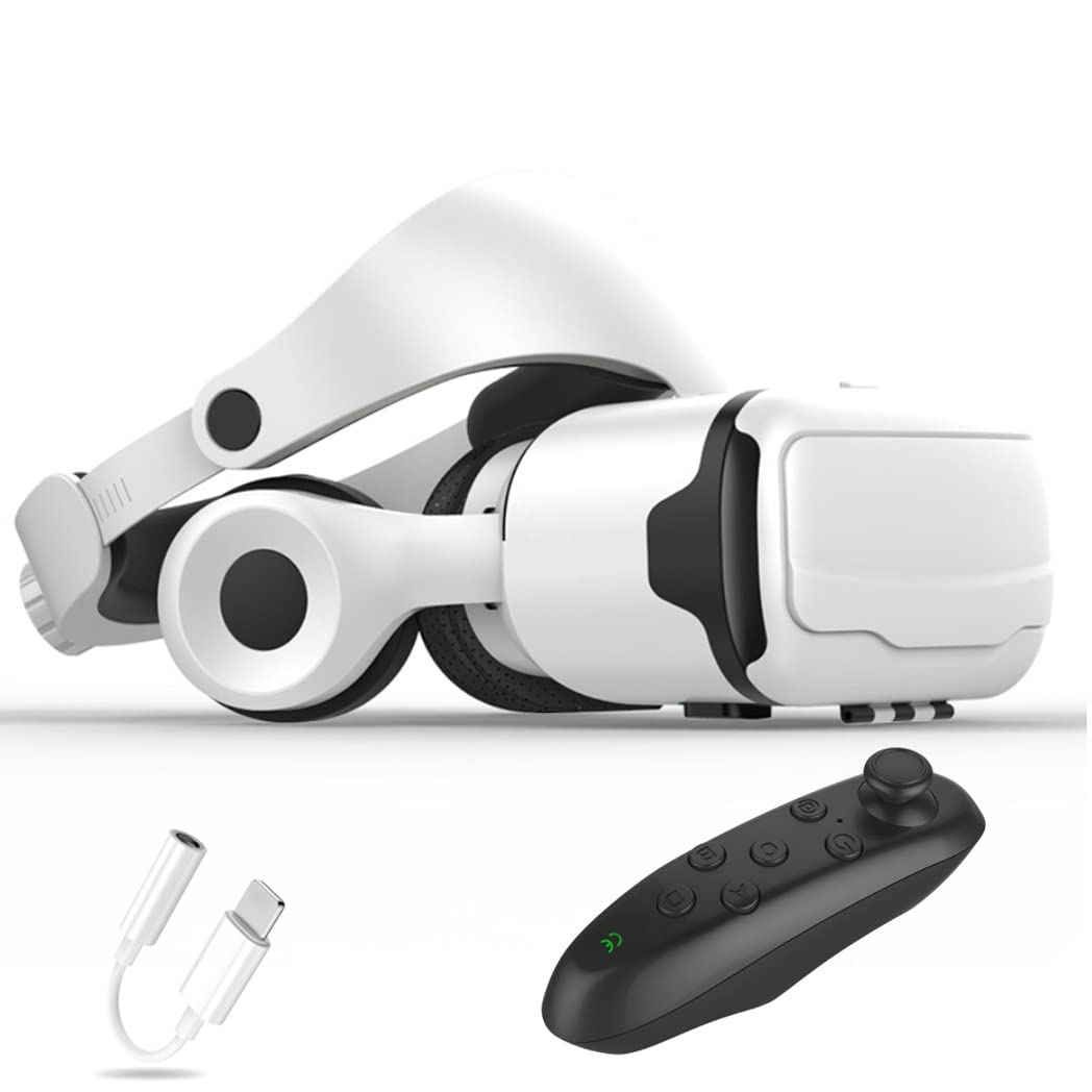 3D VR Headset with Bluetooth Controller - Compatible with iPhone 13 Pro Max/13 Pro/13/12/11, Samsung Galaxy S21, Huawei & Xiaomi Series - Immersive Virtual Reality Experience for Gaming, Movies & VR Apps (Color: C, Size: iOS)