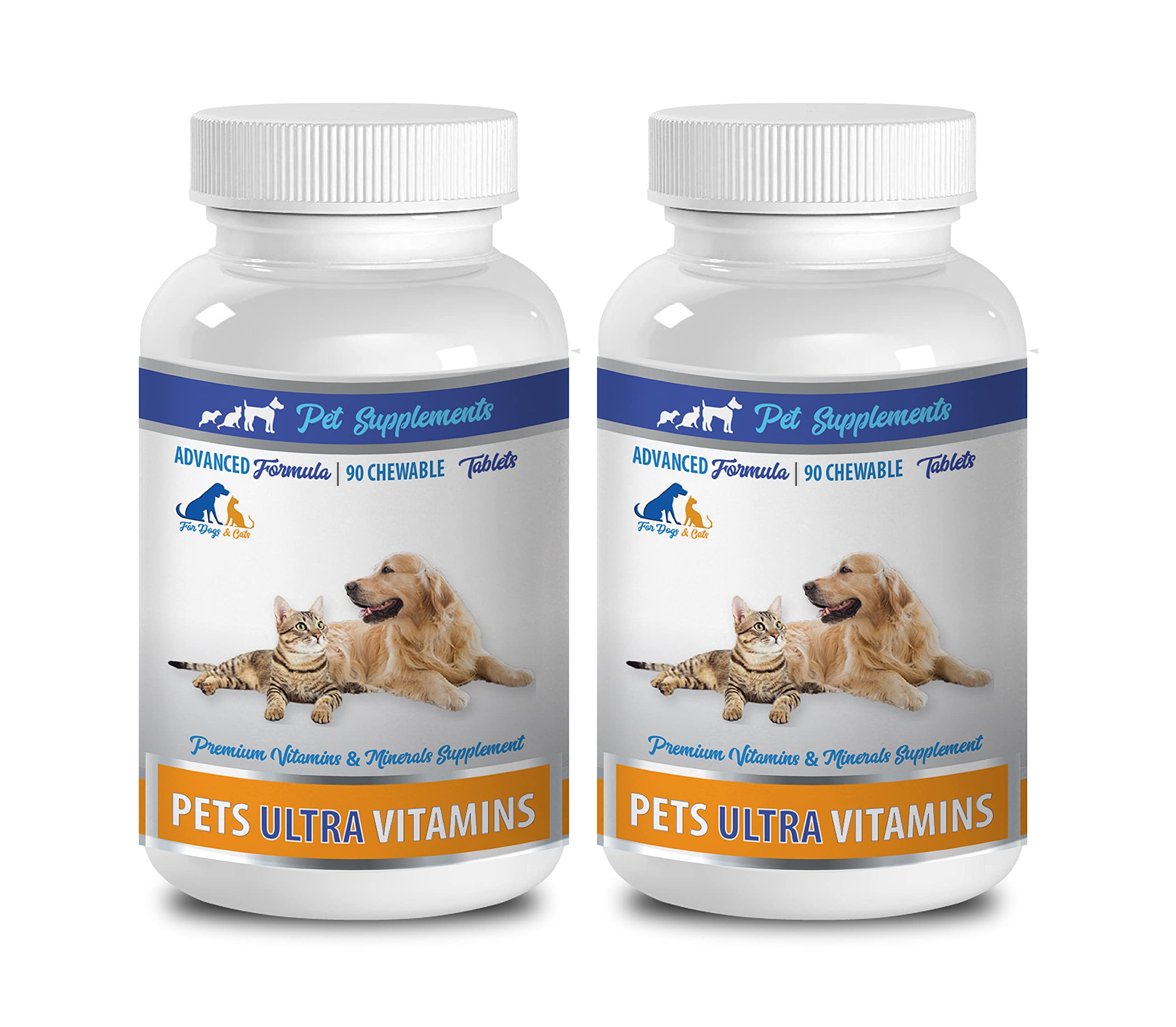 Premium Antioxidant Chews for Cats & Dogs - PET Ultra Vitamins with Essential Minerals & Folic Acid - 180 Tasty Soft Chews (2 Bottles) - Supports Immune Health & Vitality for Active Pets