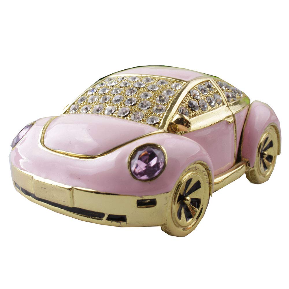 **Elegant Crystal Bejeweled Car Trinket Jewelry Box - Enameled Treasure Box for Car Decor, Novelty Gift (White) - Perfect for Organizing Jewelry, Keys & Small Accessories in Your Car**