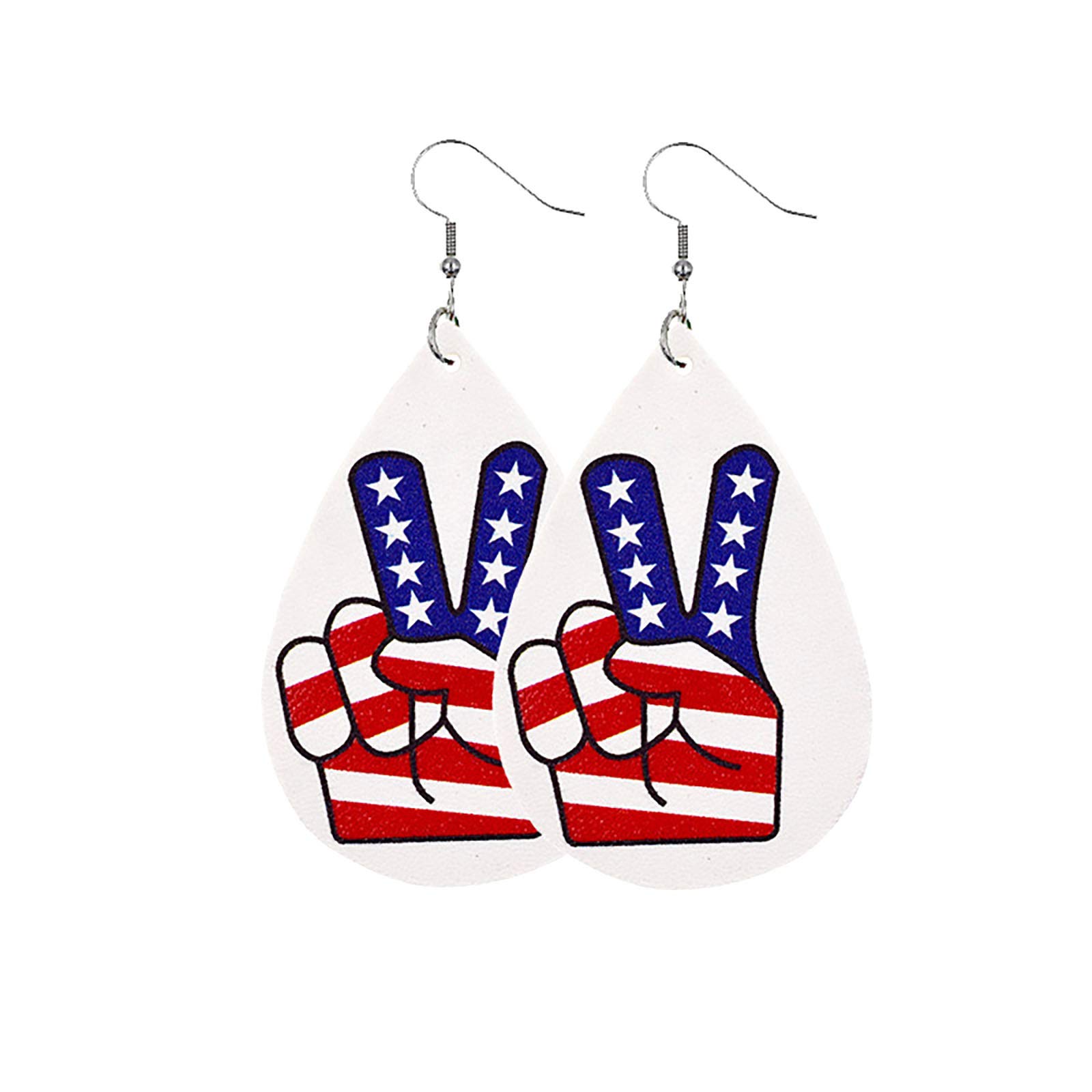 4th of July American Flag Leather Earrings - Patriotic Faux Leather Dangle Earrings for Women | Lightweight Teardrop Leaf Drop Earrings | Independence Day Gifts for Women & Girls | Perfect for July 4th Celebrations, Parties & Patriotic Events