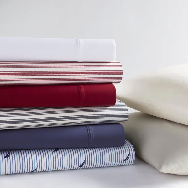 Nautica Cotton Percale King Sheets - Navy Blue Bedding Set for Cozy Home Decor