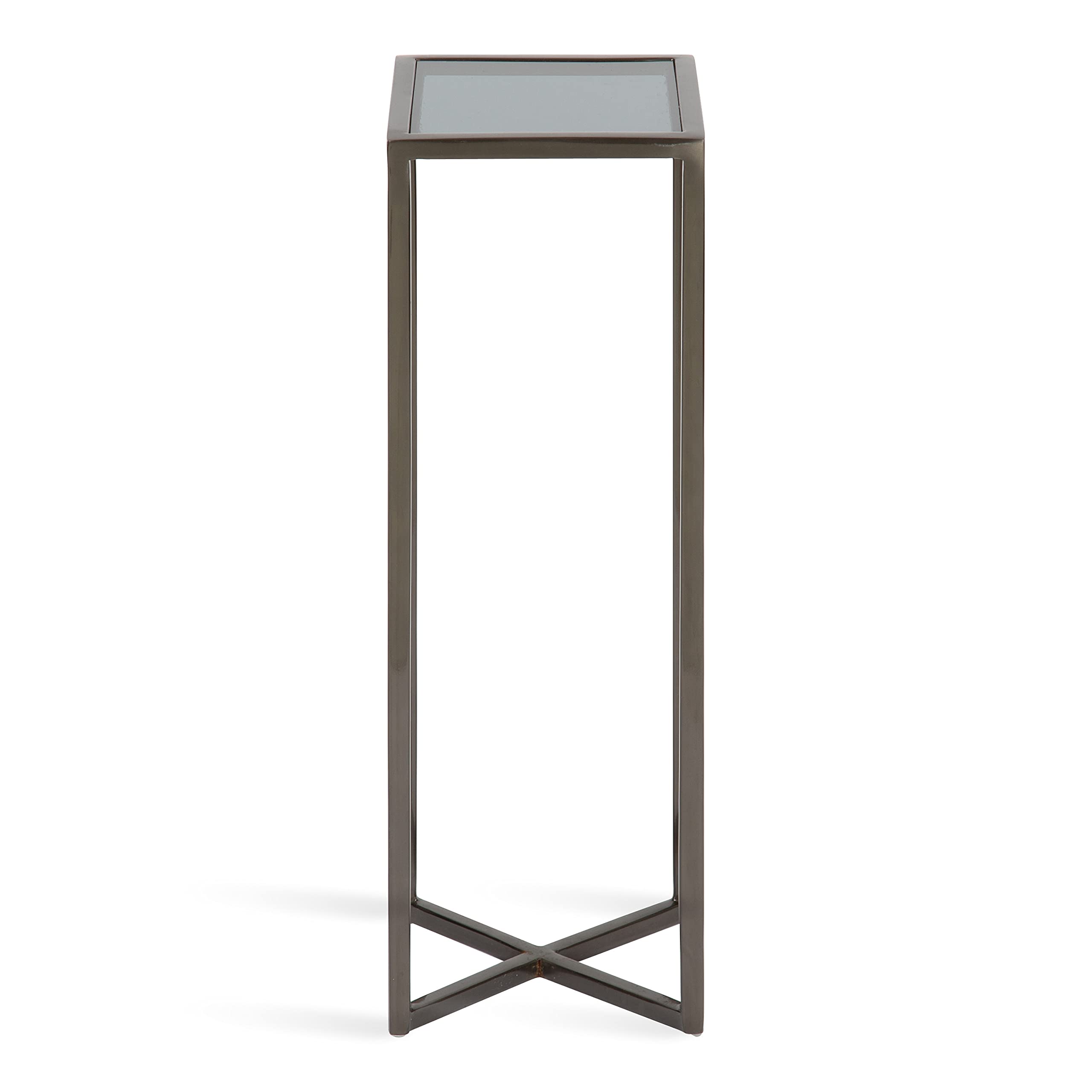 Kate and Laurel Jaspur Modern Drink Table - Gray Glam Accent Table with Storage | Stylish Side Table for Living Room, Bedroom or Office Decor