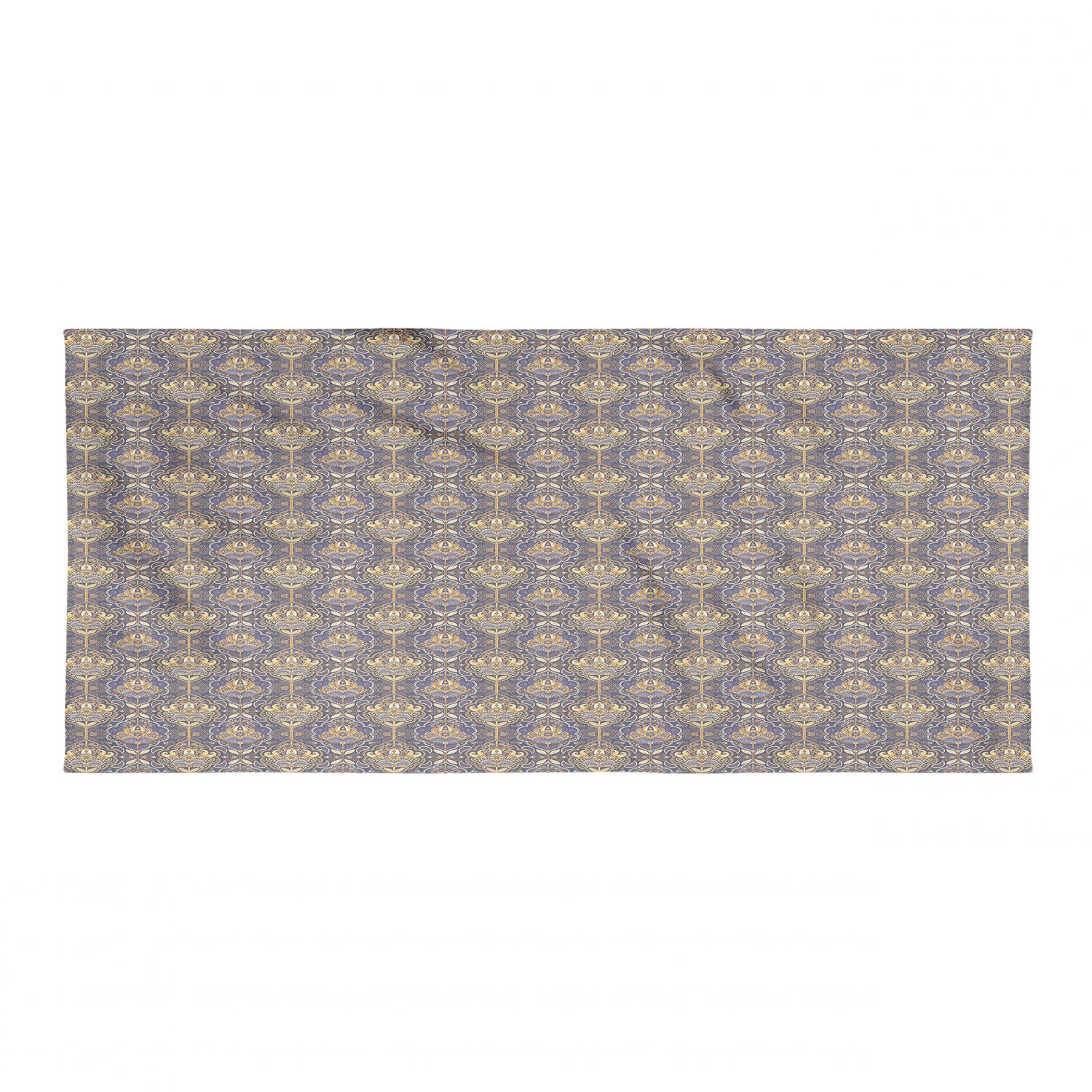 Ambesonne Quick Dry Lightweight Camping Towel - Ultra Compact Microfiber Travel Towel for Backpacking, Hiking, Beach, Yoga | Oriental Antique Geometric Foliage Design in Yellow & Purple | Perfect for Outdoor Adventures, Gym & Travel Essentials
