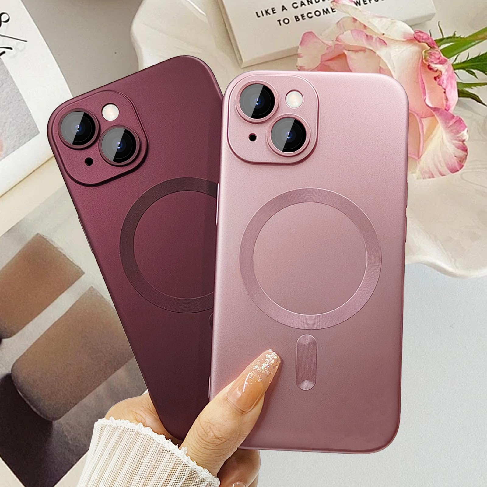 Premium Magnetic Case for iPhone 13 - Matte Luxury Soft Metallic Finish with Camera Lens Protector | Magsafe Compatible iPhone 13 6.1