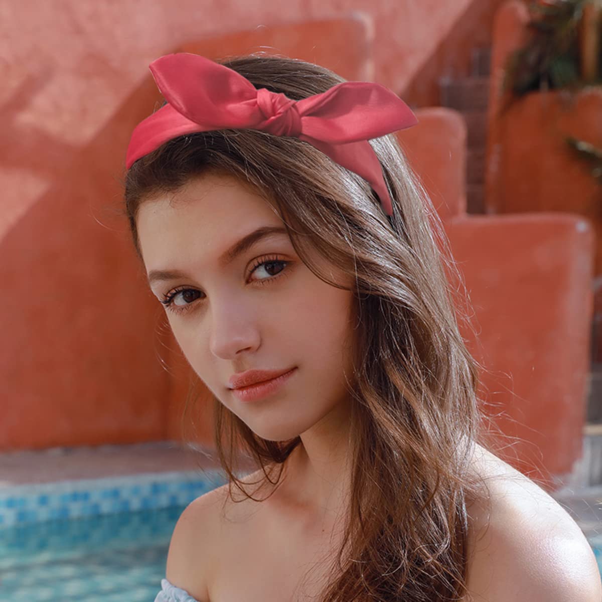 6 Pack Knotted Bow Headbands for Women - Wired Rabbit Ears Hair Accessories, Fashion Side Bow Headbands for Women & Girls | Perfect for Parties, Weddings, Daily Wear & Photo Shoots