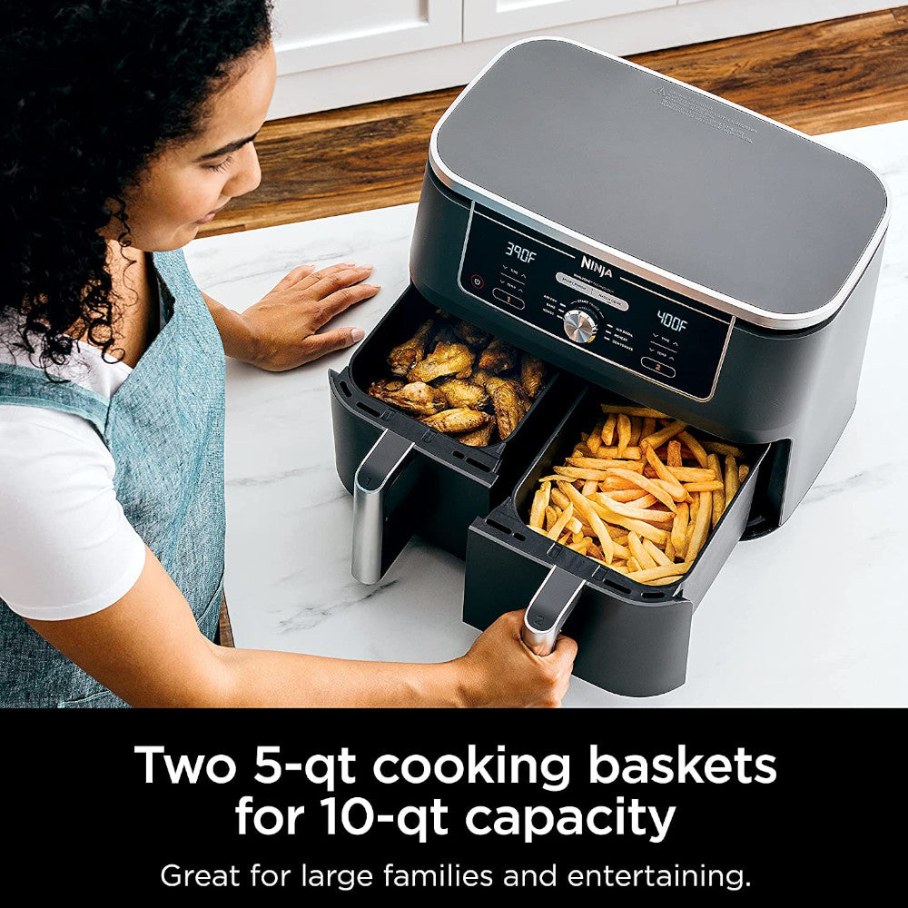 Ninja Foodi 10 Quart 6-in-1 DualZone XL 2 Basket Air Fryer (AD350CO) - Large Capacity Air Fryer for Family Cooking, Healthy Meals & Party Snacks