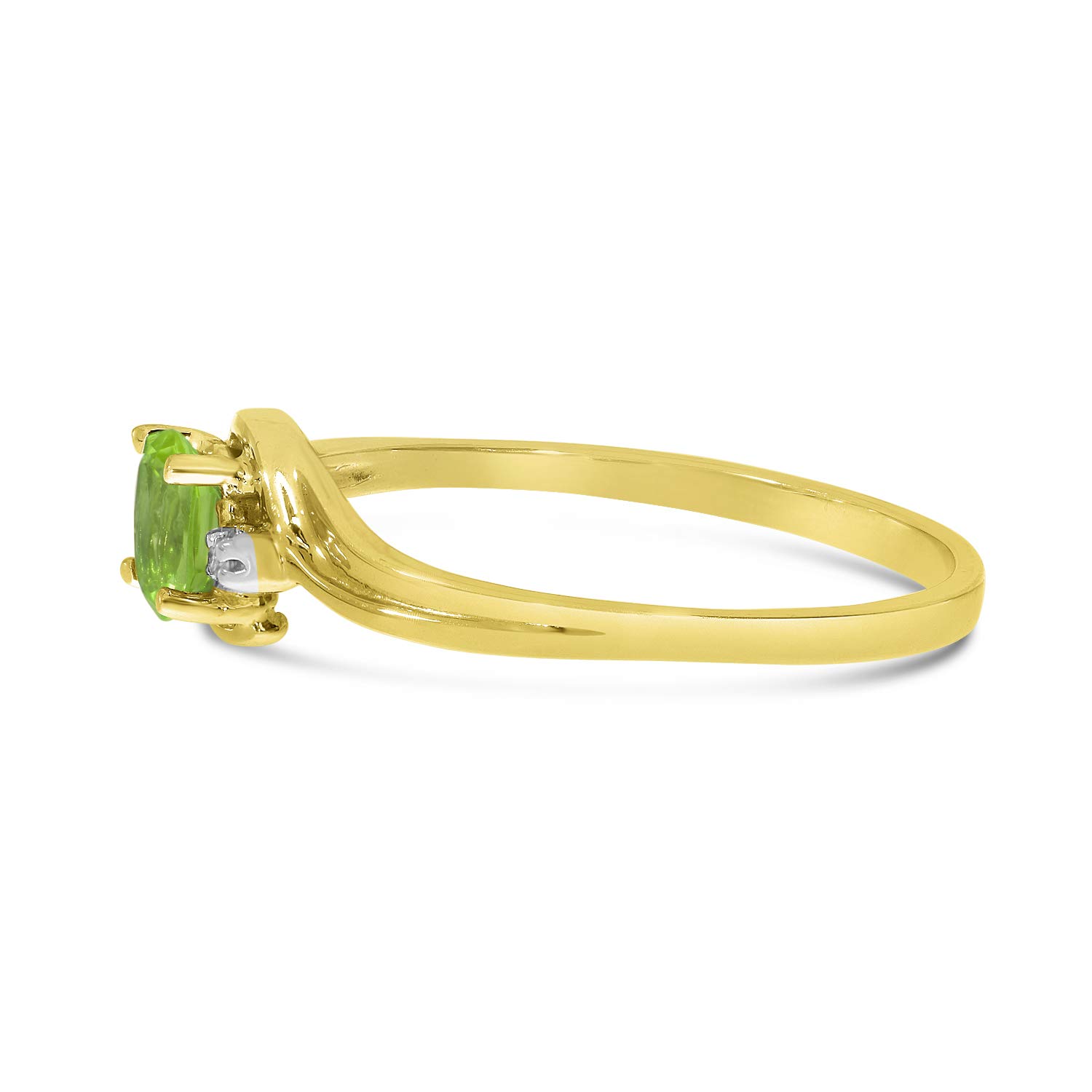 10K Yellow Gold Peridot and Diamond Ring for Women – Elegant Birthstone Jewelry Gift for Anniversary, Engagement, or Special Occasions