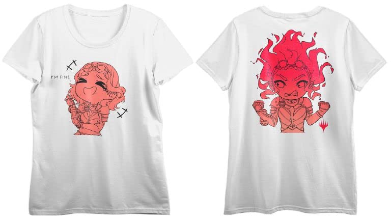 Magic The Gathering Fiery Transformation Junior's White T-Shirt | MTG Gaming Apparel for Kids | Perfect for Game Nights & Cosplay