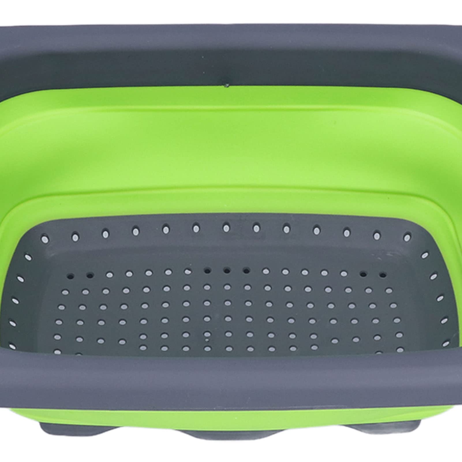 Lightweight Portable Silicone Foldable Fruit & Vegetable Wash Strainer Basket - High Temperature Resistant, Green Collapsible Drain Basket for Kitchen, Camping & Travel