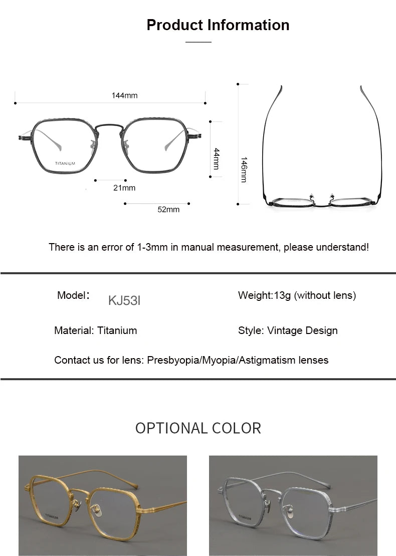 Stylish Aimee Unisex Full Rim Square Titanium Eyeglasses Frame 1110531 - Lightweight & Durable for Work, Reading & Fashion
