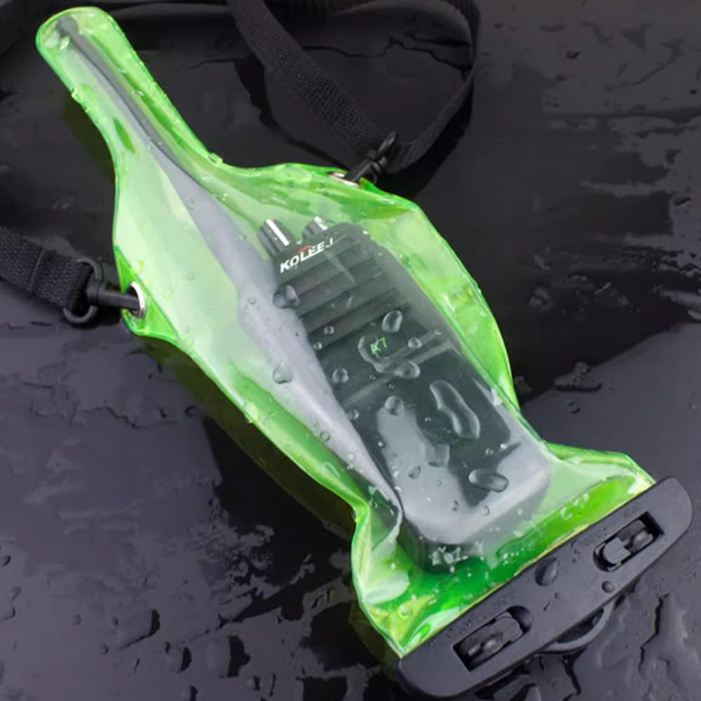 4Pcs Universal Waterproof Walkie Talkie Case - Portable Two Way Radio Pouch with Adjustable Strap, Rainproof Protection for Motorola Kenwood Midland UV-3R UV-5R PX-888 Radios (Green) - Ideal for Outdoor Adventures, Construction Sites & Emergency Communication