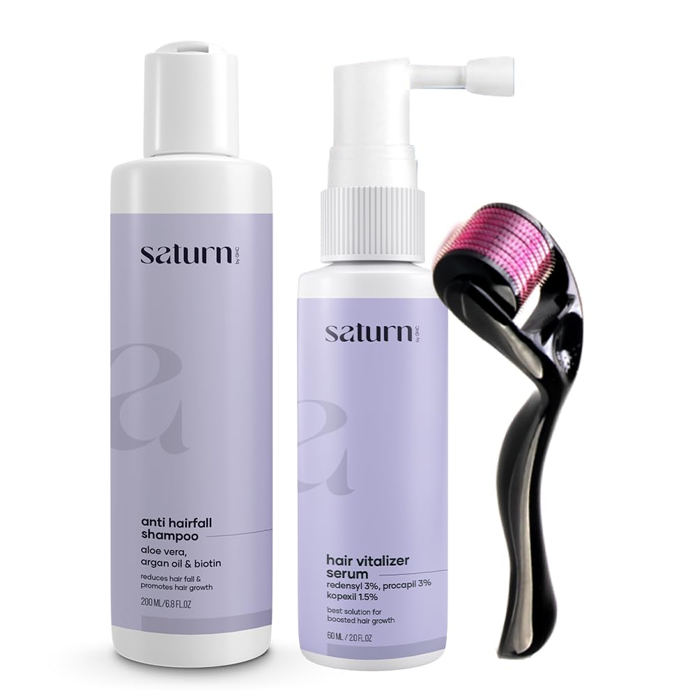 GHC Hair Growth Kit with Nourishing Shampoo (200ml), 3% Redensyl Hair Vitalizer (60ml) & 0.5mm Derma Roller | Reduce Hair Fall & Stimulate Growth | Perfect for Thinning Hair, Receding Hairline & Scalp Care | Salon-Quality Treatment at Home