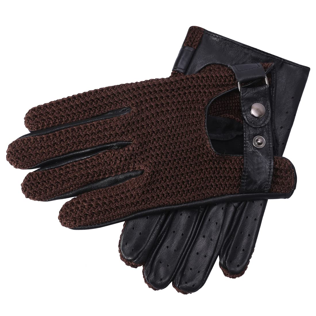 Harssidanzar Men's Crochet Stringback Driving Gloves - Touchscreen Compatible, Breathable & Stylish (GM030) - Perfect for Driving, Golfing & Outdoor Activities