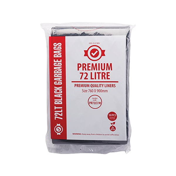 Premium 72Lt Black Trash Bags - Heavy Duty Garbage Bags for Kitchen, Office & Outdoor Use - Extra Large 72 Liter Capacity
