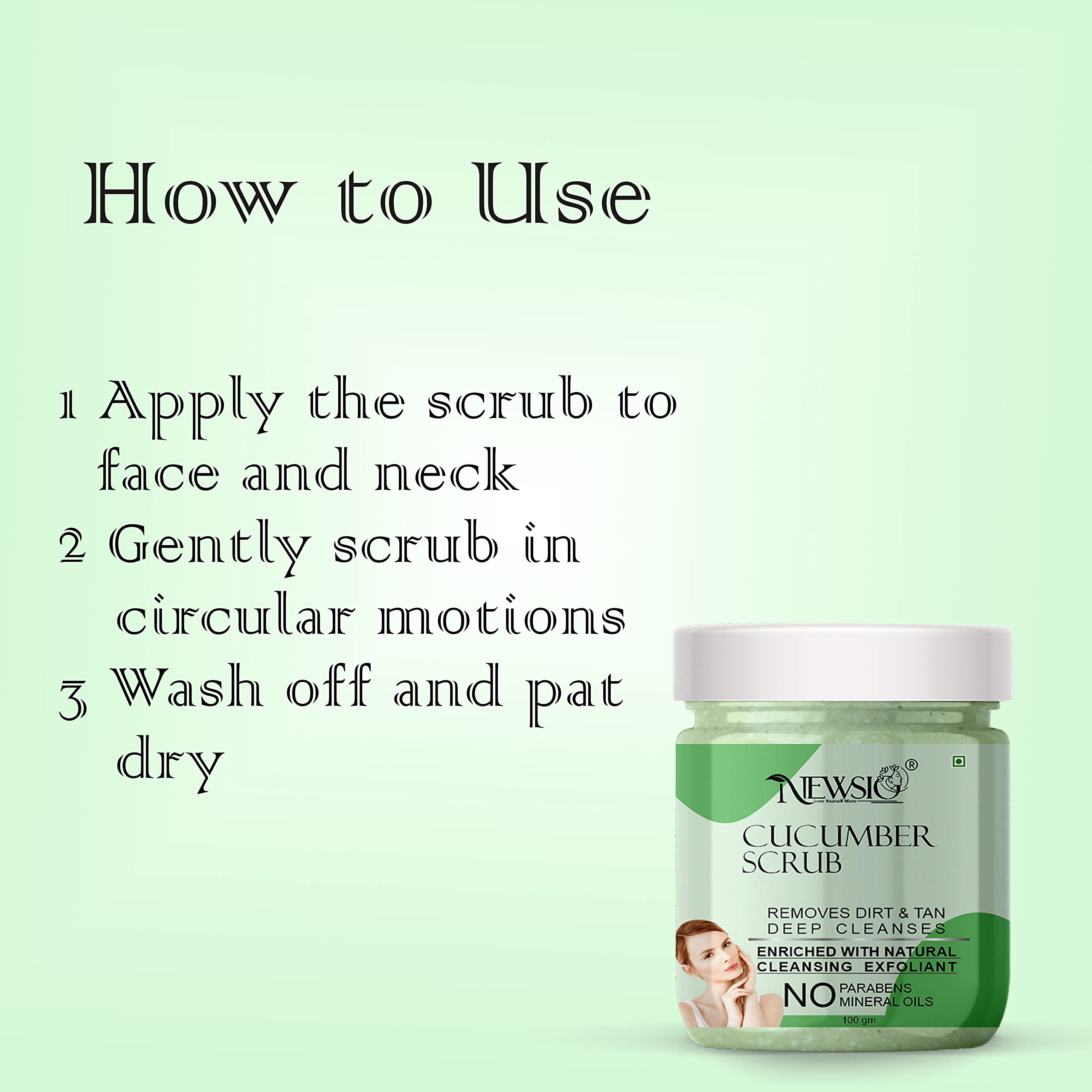 Newsio Cucumber Tan Removal Face Scrub - Exfoliating Blackhead & Whitehead Cleanser with Aloe Vera Extract | Deep Pore Cleansing & Dead Skin Removal | Detan Pack for Glowing Skin (100g Jar) | Perfect for Daily Skincare Routine & Post-Sun Care