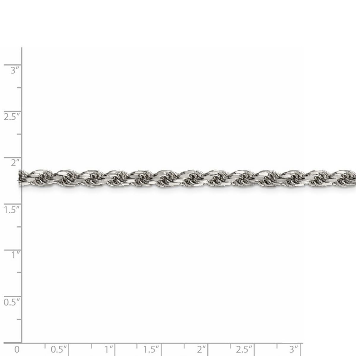 925 Sterling Silver D-Cut Rope Chain Necklace for Women & Men - Adjustable Lengths 16