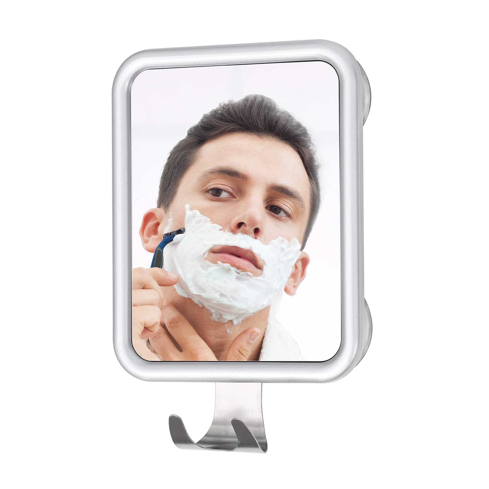 Ettori Fogless Shower Mirror for Shaving with Squeegee - Anti-Fog Bathroom Mirror & Glass Door Cleaner for Men's Grooming and Shower Cleaning