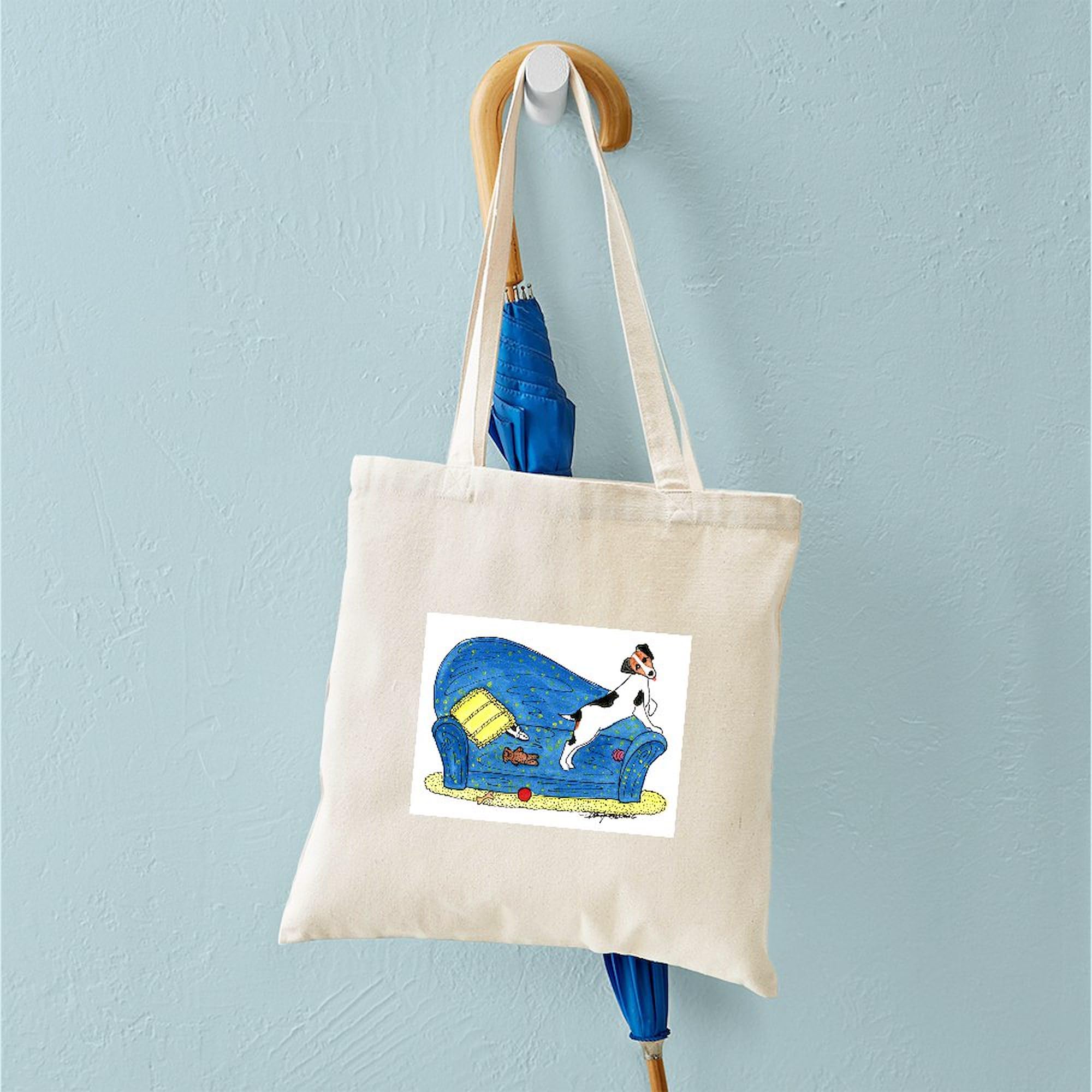 Jack Russell Terrier Tote Bag - Natural Canvas Reusable Shopping Bag for Groceries, Beach & Everyday Use | Eco-Friendly & Durable