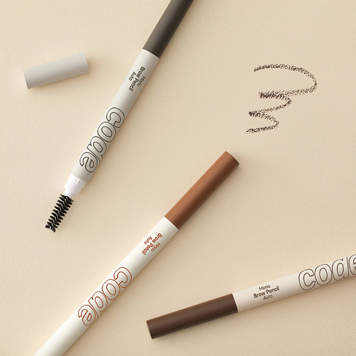 CODE GLOKOLOR Mono Brow Pencil - Ultra-Thin 0.35g Auto Eyebrow Pencil with Spoolie Brush, 3 Natural Shades for Perfect Brows | Great for Daily Makeup, Salon Use & Travel Essentials