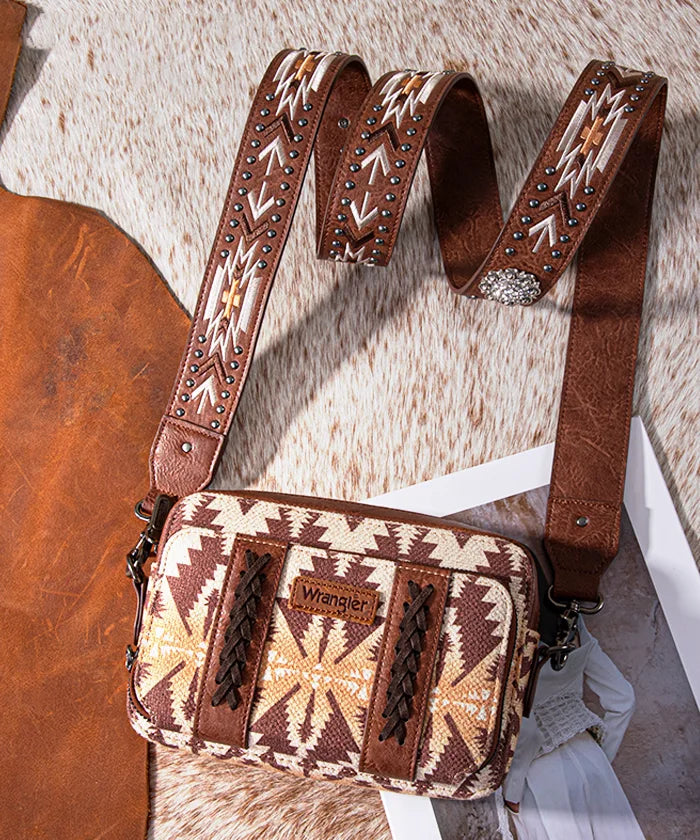 Wrangler Aztec Printed Crossbody Purse - Stylish Boho Shoulder Bag for Women | Perfect for Travel, Shopping & Everyday Use