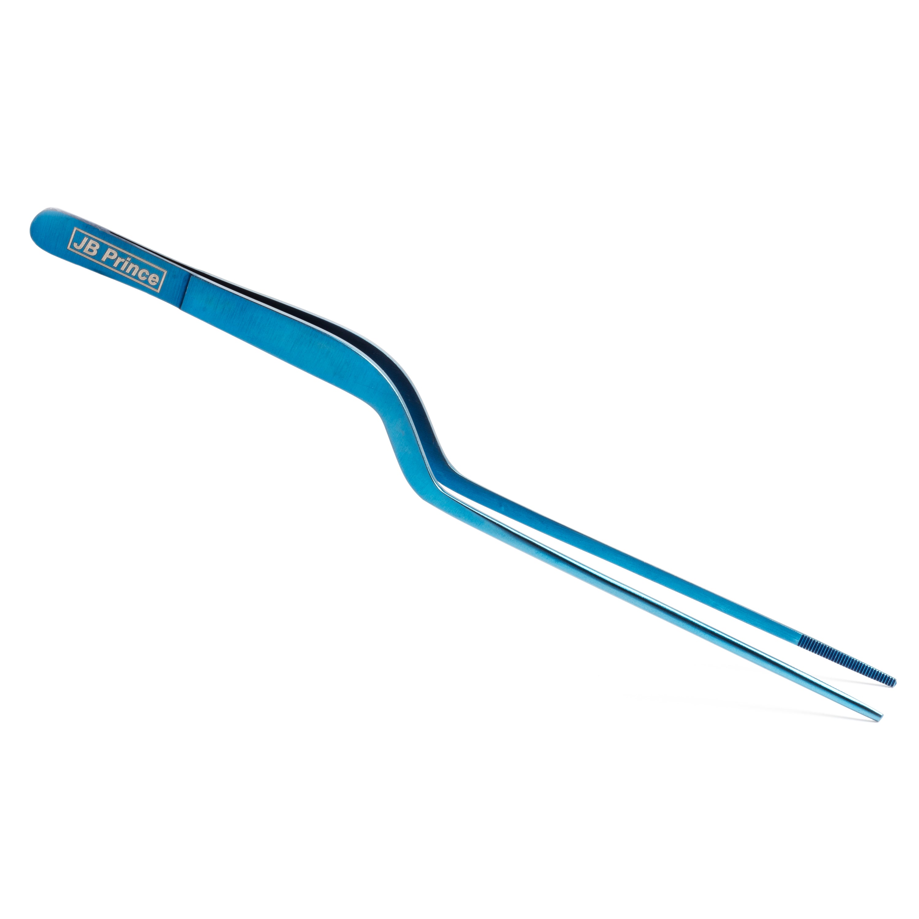 JB Prince Offset Fine Tip Tweezer 7.8 Inches - Professional Stainless Steel Tweezers for Precision Work, Jewelry Making, Electronics Repair & Eyelash Extensions