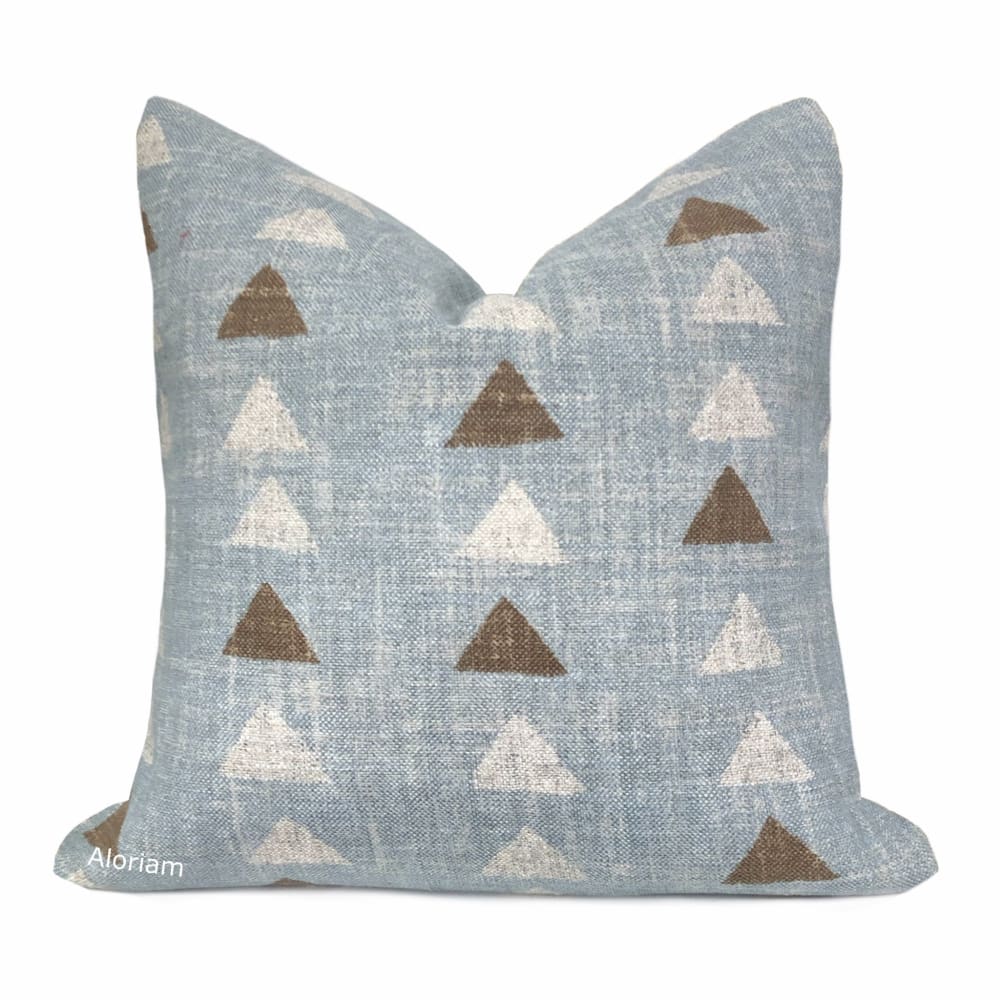 Boho Triangle Chambray Blue Pillow Cover - Decorative Throw Pillow Case for Couch, Bed & Sofa - 18x18 Inches - Bohemian Home Decor Accent