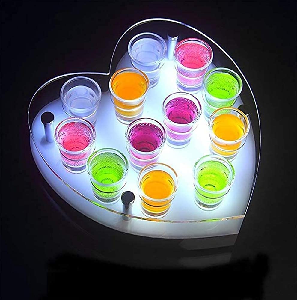LED Illuminated Wine Bottle Display Stand - Rechargeable Bar Liquor Shelf with Lighted Shelves for Wine, Liquor & Glass Storage | Perfect for Home Bars, KTV, Restaurants & Nightclubs