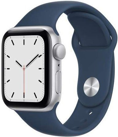 Apple Watch SE (2021 Model) MKQ43 GPS 44mm Silver Aluminum Case with Abyss Blue Sport Band - Smart Watch for Fitness Tracking, Notifications & Daily Use