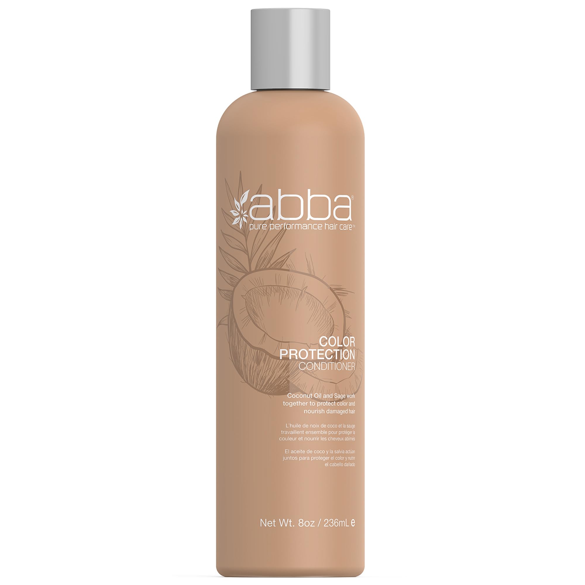 ABBA Pure Color Protection Conditioner with Coconut Oil & Sage - Sulfate-Free Hair Care for Color-Treated Hair - Hydrating & Nourishing for Daily Use at Home or Salon