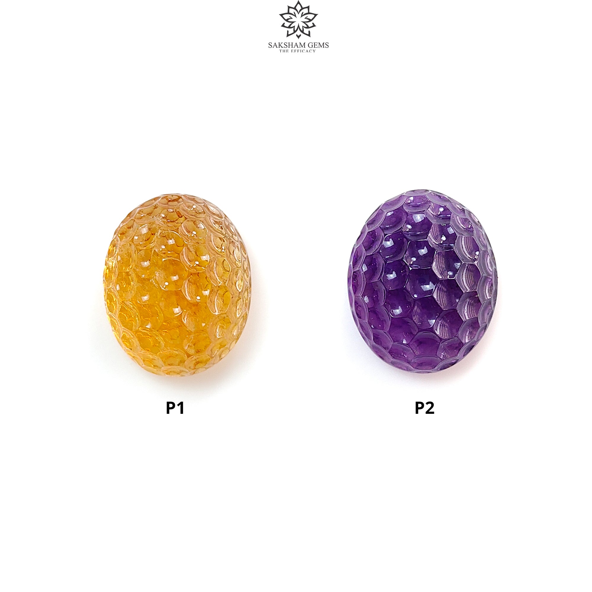 Natural Untreated Citrine & Amethyst Quartz Gemstone Carving - Handcrafted Oval Shape for Jewelry Making (1pc) | Healing Crystal, Meditation Stone, Spiritual Gift