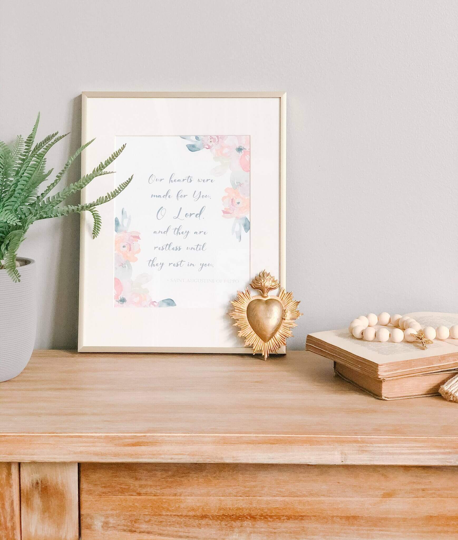 Restless Heart St. Augustine Printable Wall Art - Digital Download for Home Decor, Office & Gift Giving