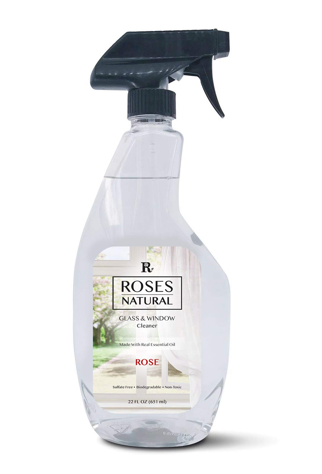 Natural Rose Scented Glass Cleaner Spray - Streak-Free, Non-Toxic Formula for Windows, Mirrors & Screens - Perfect for Home, Office & Car Cleaning