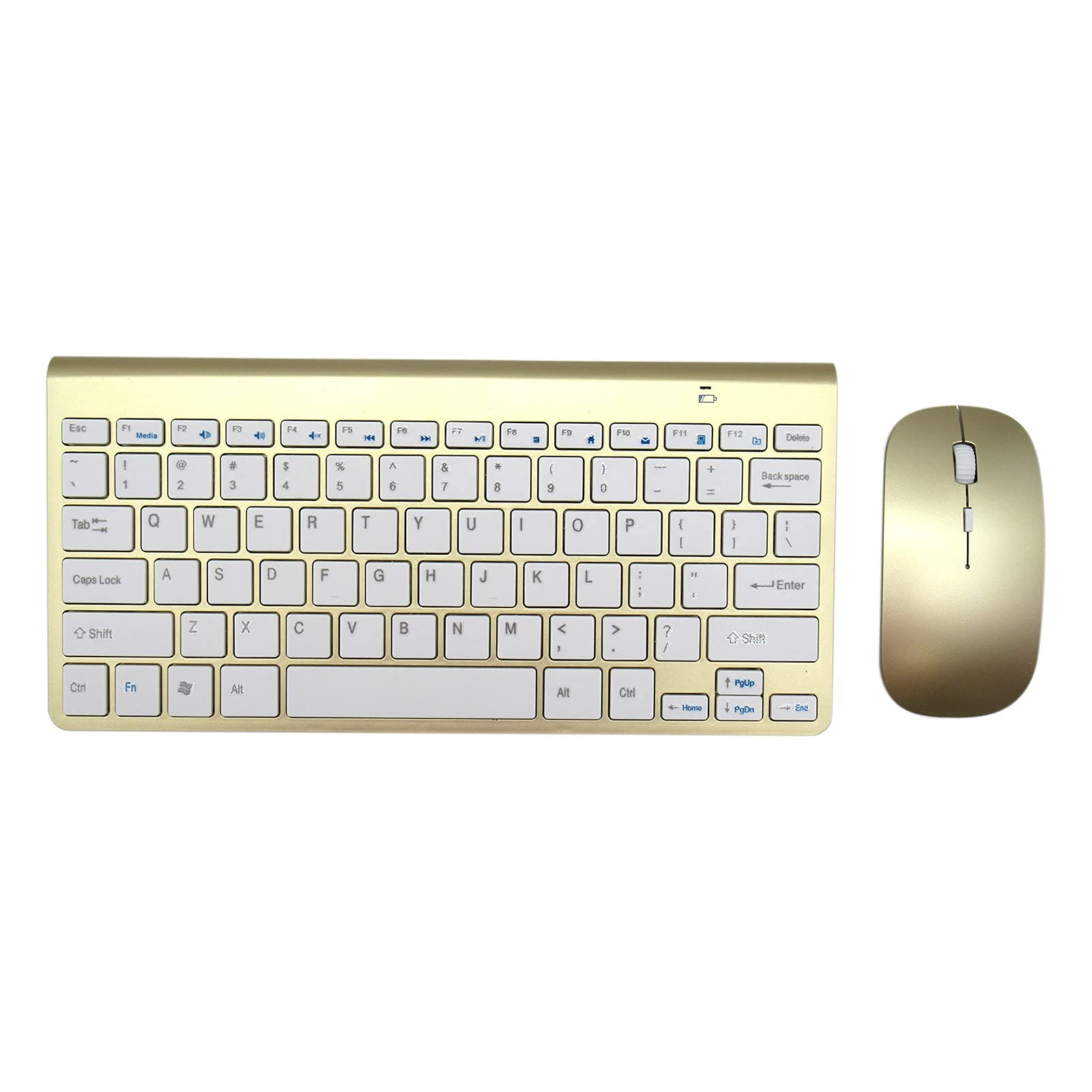 Gold Wireless Keyboard and Mouse Combo - 2.4GHz Silent USB Wireless Set with Waterproof Design for PC, Desktop, Laptop (Windows Compatible) - Perfect for Office, Gaming & Home Use