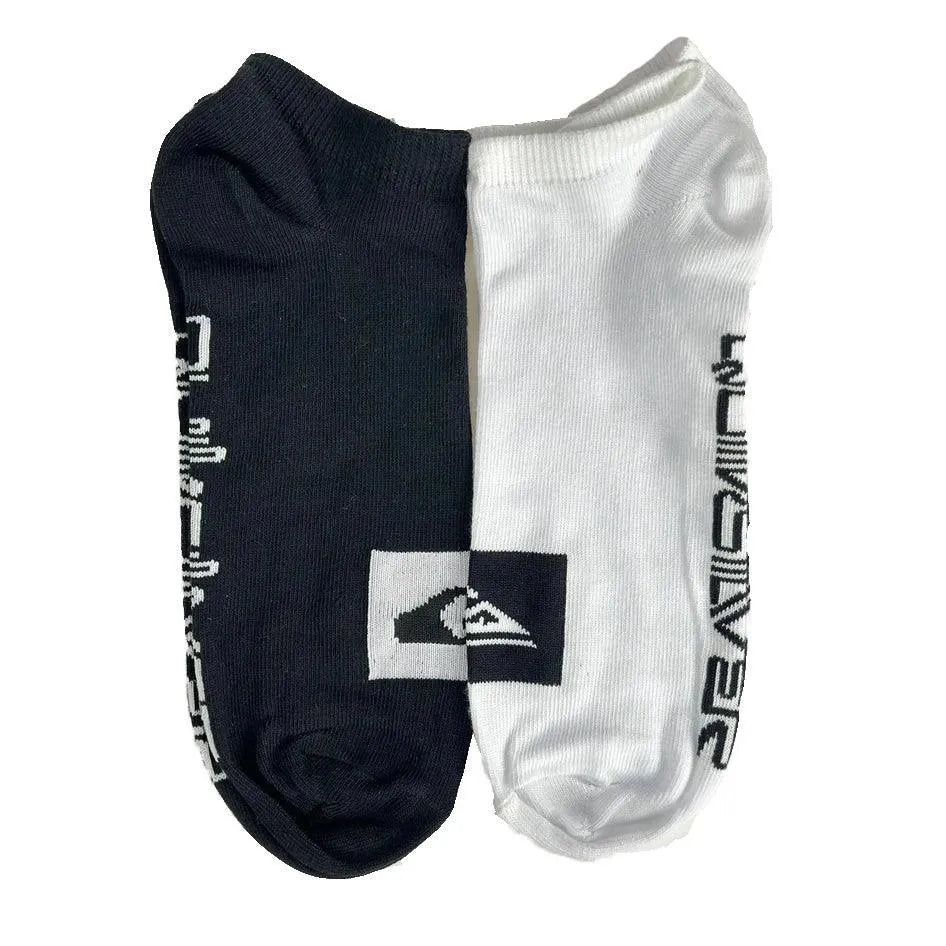 Quiksilver Legacy Ankle Socks for Boys - 2-Pack Black & White | Comfortable Kids' Athletic Socks for School, Sports & Everyday Wear